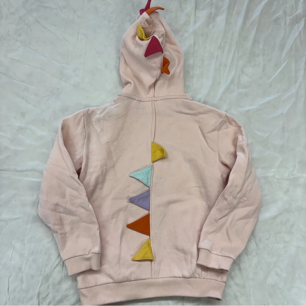 Next UK Brand Kids Girls Pink Dino Hoodie Zip Up‎ Sweater Size 5-6 VGUC